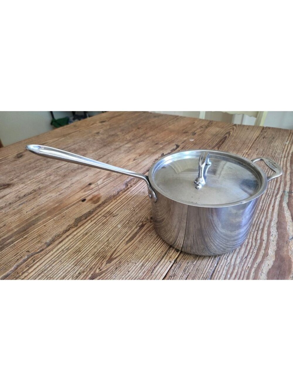 All-Clad Stainless Steel Saucepan & Lid 3-Quart Riveted Handles Sturdy